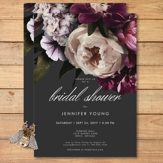 Modern Burgund Cream Peonies Floral Brautparty Einladung (Modern Burgundy Cream Peonies Floral Bridal Shower Invitation)