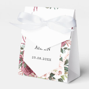 Modern Burgund Elfenbein Creme Pink Floral Wedding Geschenkschachtel