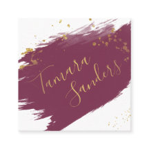Modern Burgund Gold Paint Strokes - Visitenkarte