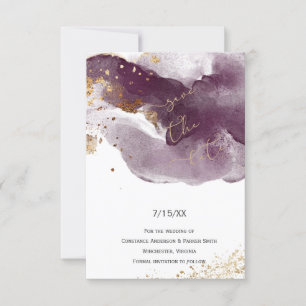 Modern Burgund & Gold Pinselstriche Save the Date