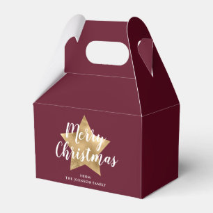 Modern Burgund Gold Star Weihnachten Geschenkschachtel