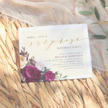 Modern Burgund & Gold Überraschung Geburtstagspart