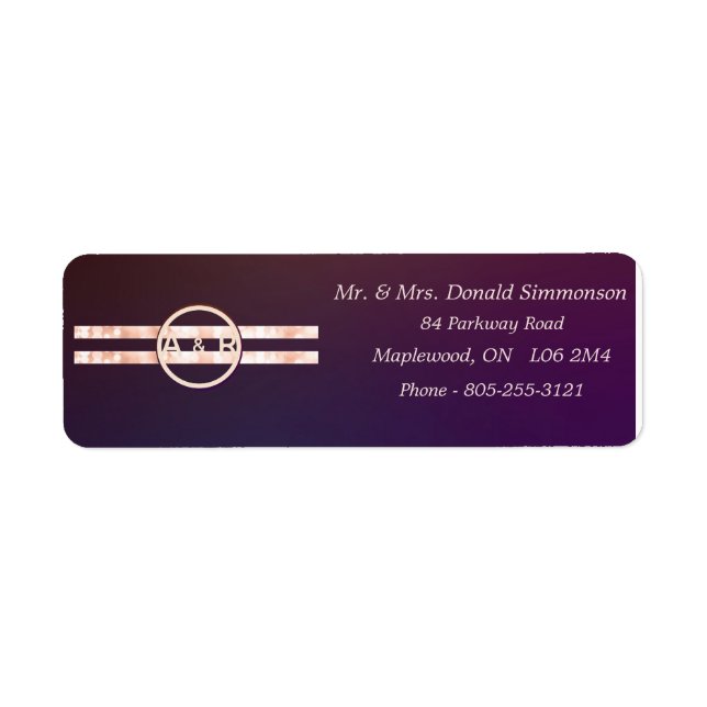 Modern Burgund Pink Wedding Return Label (Vorne)