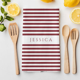 Modern Burgund Strickmuster Name Geschirrtuch