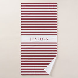 Modern Burgund Stripmuster Badhandtuch Set