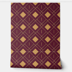 Modern Burgund und Gold Art Deco Muster Tapete