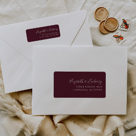 Modern Burgund White Script Rücksendeadresse Label