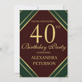 Modern Burgunder Grüne und goldene Streifen zum Ge Einladung