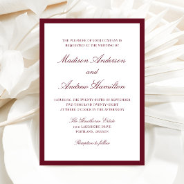 Modern Burgundy Border Wedding Einladung
