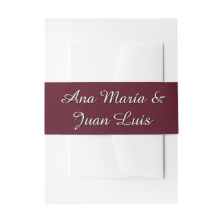 Modern Burgundy Calligraphy Personalized Names Einladungsbanderole