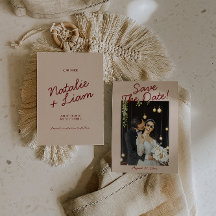 Modern Burgundy Cream Whimsical Photo Wedding