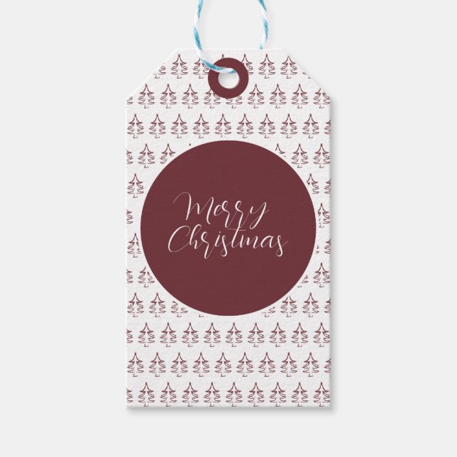 Modern Burgundy Frohe Weihnachtsbaum Geschenkanhänger (Vorderseite)