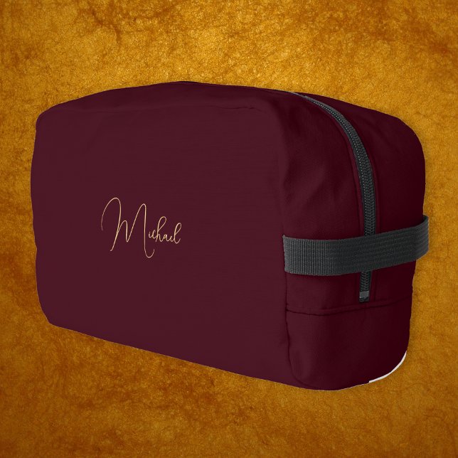 Modern Burgundy Gold Monogram Mens Womens Travel Waschbeutel (Modern Burgundy Gold Monogram Mens Womens Travel Dopp Kit)