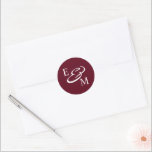 Modern Burgundy Initials Wedding  Runder Aufkleber<br><div class="desc">Modern Burgundy Wedding Classic Round Sticker</div>