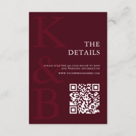 Modern Burgundy Monogram Minimalist Wedding Begleitkarte