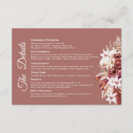 Modern Burgundy QR Code Wedding Details  Begleitkarte