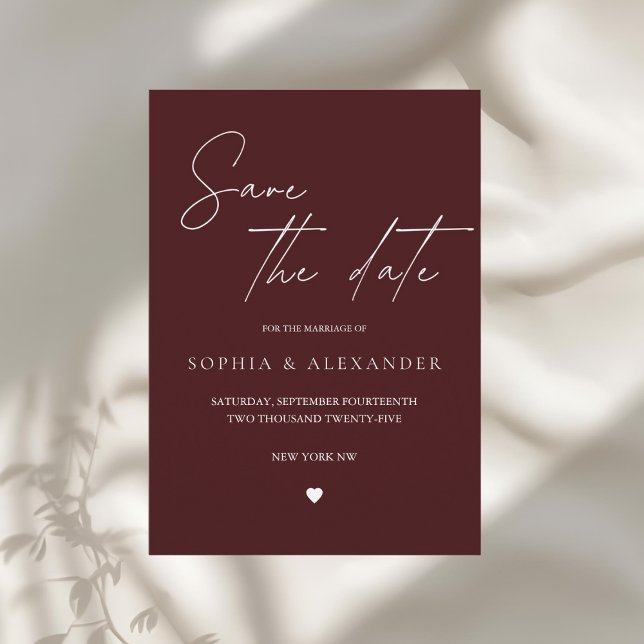 Modern Burgundy Save the Date Einladung (Von Creator hochgeladen)