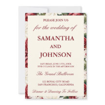 Modern Burgundy Vintage Ivory Floral Photo Wedding