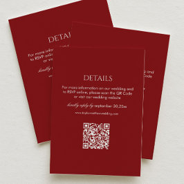 Modern Burgundy Wedding Details Qr Code Begleitkarte