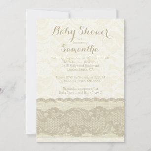 Modern Burlap & Lace Baby Dusche Einladung