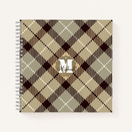 Modern Burlywood Gray Tartan Personalisierter Name Notizbuch