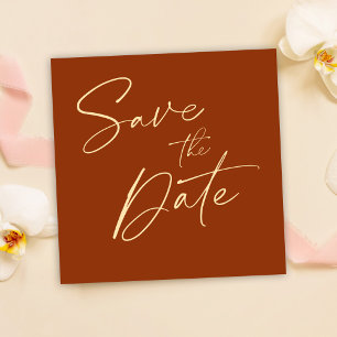 Modern Burnt Orange Save the Date Einladung