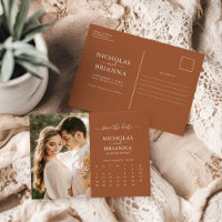 Modern Burnt Orange Save the Date Foto Calendar