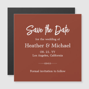 Modern Burnt Orange Save the Date Hochzeit Magneteinladung