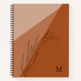 Modern Burnt Orange Terra Cotta Monogram Notizbuch