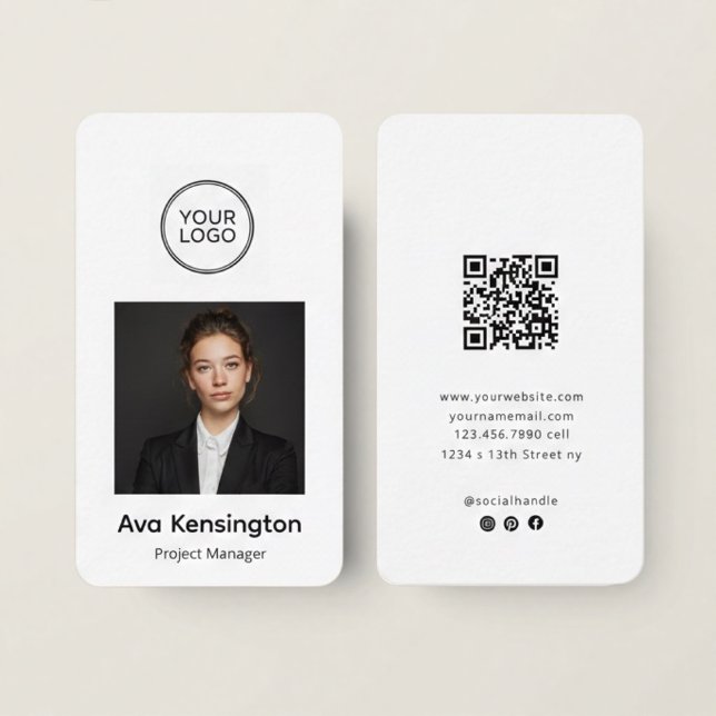 Modern Business Card with Photo & Logo Custom Visitenkarte (Von Creator hochgeladen)
