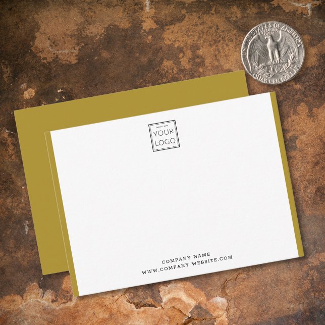 Modern Business Logo Company Name Gold Border Mitteilungskarte (Von Creator hochgeladen)