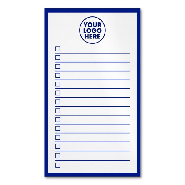 Modern Business Logo Navy Blue To Do List Magnetische Visitenkarte (Vorderseite Vertikal)