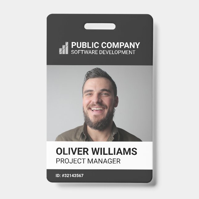 Modern Business Logo Photo Employee ID Badge Ausweis (Vorderseite)