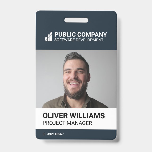 Modern Business Logo Photo Employee ID Badge Ausweis (Vorderseite)
