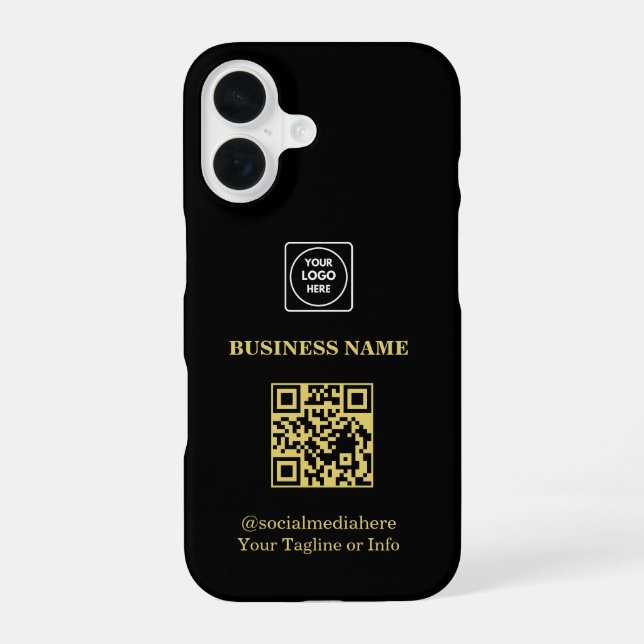 Modern Business Logo QR Code Promo iphone case 16 Hülle (Rückseite)