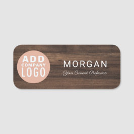 Modern Business Logo Rustic Wood Look Employees Namensschild