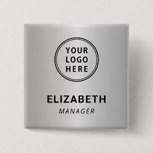 Modern Business Logo Silver Name Tag Button