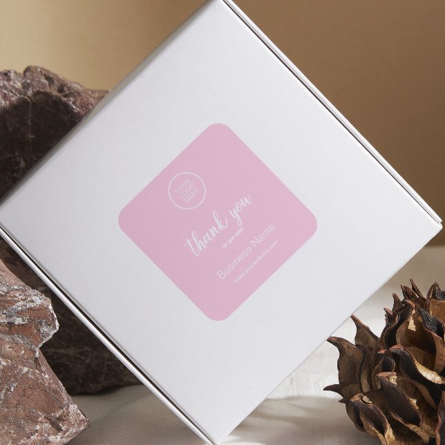Modern Business Logo Vielen Dank Typografie Pink Quadratischer Aufkleber (Von Creator hochgeladen)