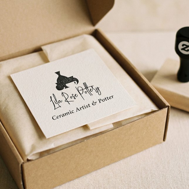 Modern Business Name Script Handwritten Logo Gummistempel (Modern Business Name Script Handwritten Logo Rubber Stamp)