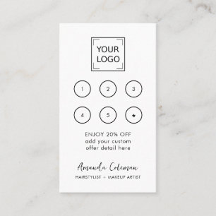 Modern Business Rewards 6 Punch Logo White PINK Visitenkarte