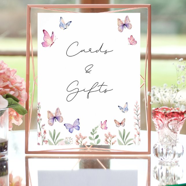 Modern Butterflies Bridal Shower Cards and Gifts Poster (Von Creator hochgeladen)