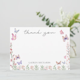 Modern Butterflies Bridal Shower  Dankeskarte