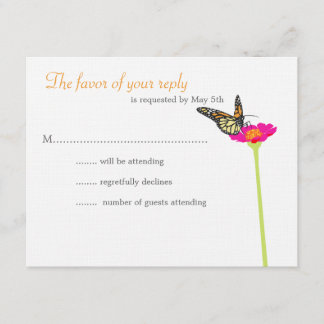 Modern Butterfly RSVP Card - Farbe Karte
