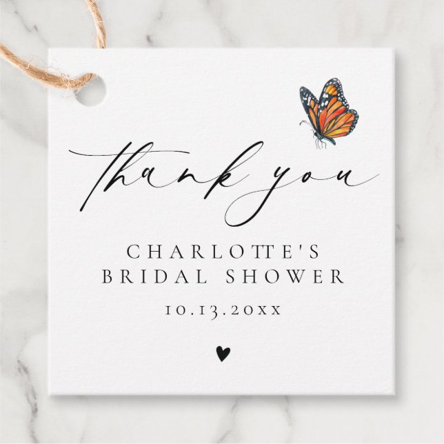 Modern Butterfly Thank You Geschenkanhänger (Vorderseite)