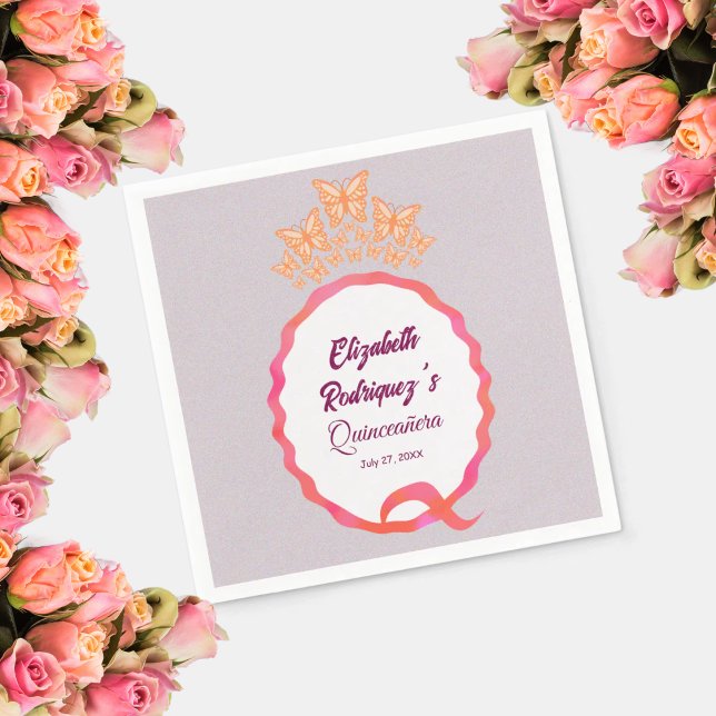 Modern Butterfly Tiara Crown Squiggle  Serviette (Von Creator hochgeladen)