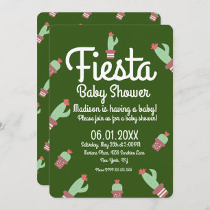 Modern Cactus Border Fiesta Baby Shower Einladung