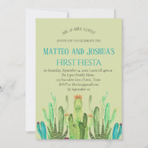 Modern Cactus Boy First Fiesta Geburtstag Einladung