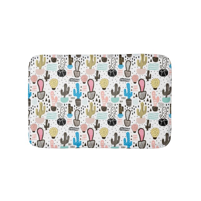 Modern Cactus Geometric Muster Badematte (Vorderseite)