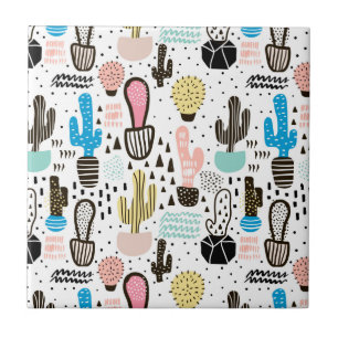 Modern Cactus Geometric Muster Fliese