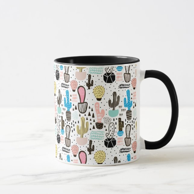 Modern Cactus Geometric Muster Tasse (Rechts)